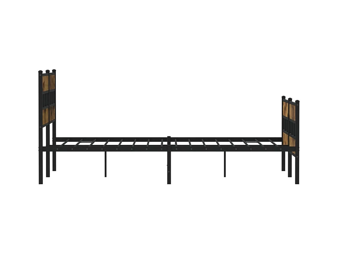Cadre de lit en métal sans matelas chêne fumé 150x200 cm