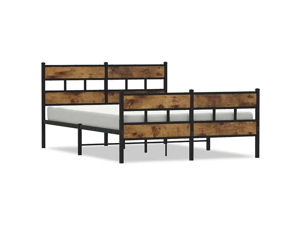 Cadre de lit en métal sans matelas chêne fumé 150x200 cm
