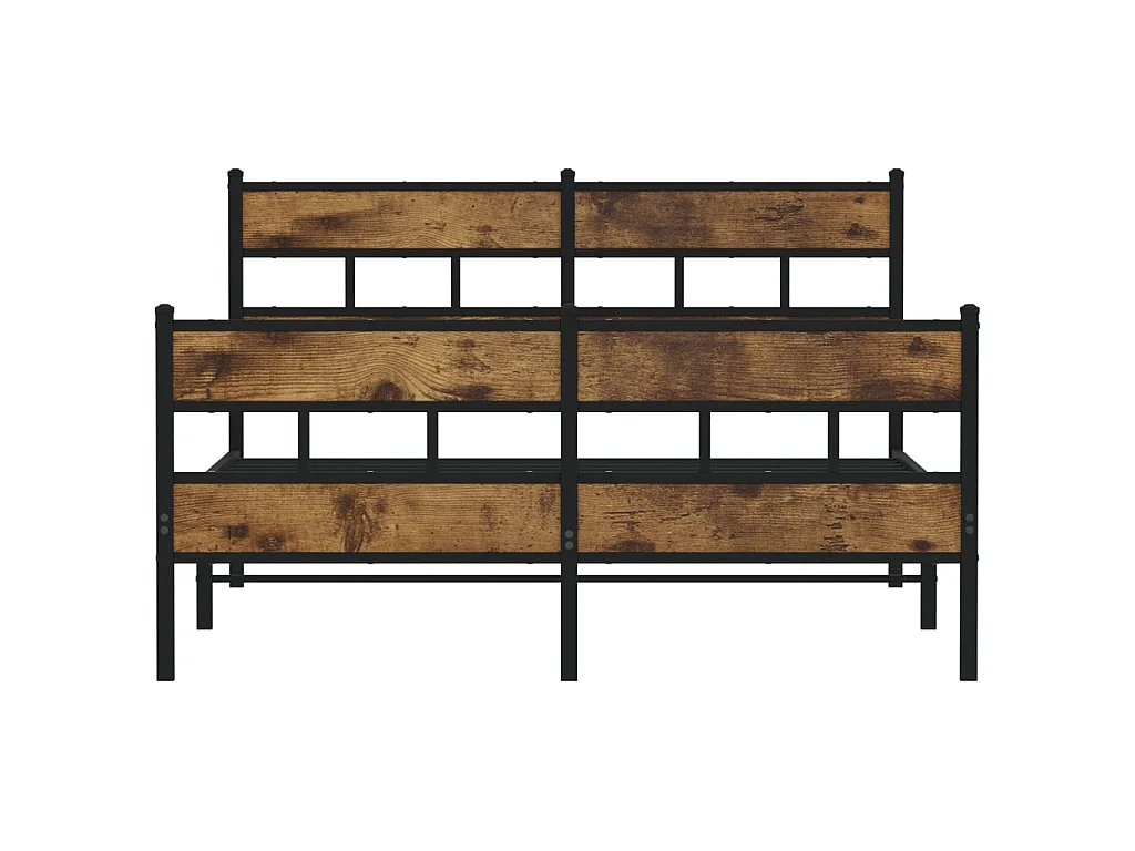 Cadre de lit en métal sans matelas chêne fumé 150x200 cm
