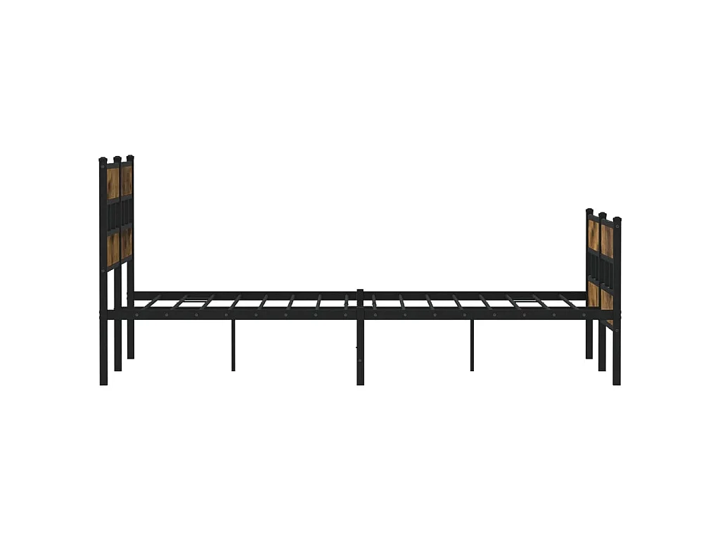 Cadre de lit en métal sans matelas chêne fumé 150x200 cm