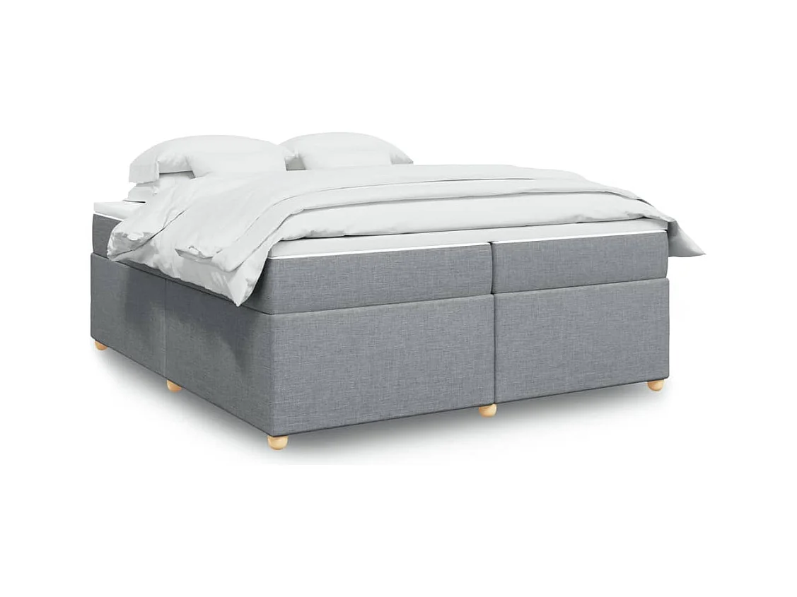 Boxspringbett mit Matratze Hellgrau 200x200 cm Stoff