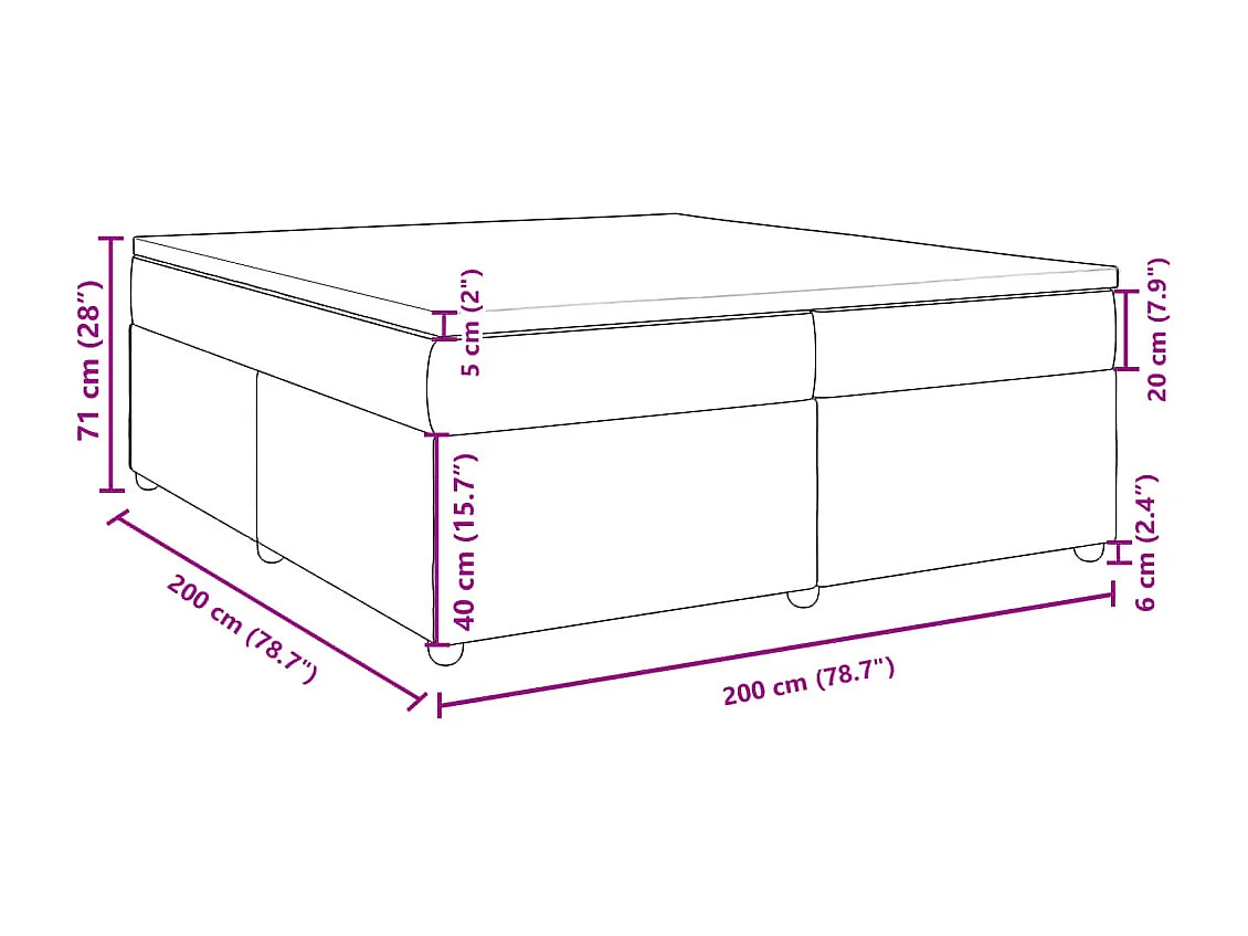Boxspringbett mit Matratze Hellgrau 200x200 cm Stoff