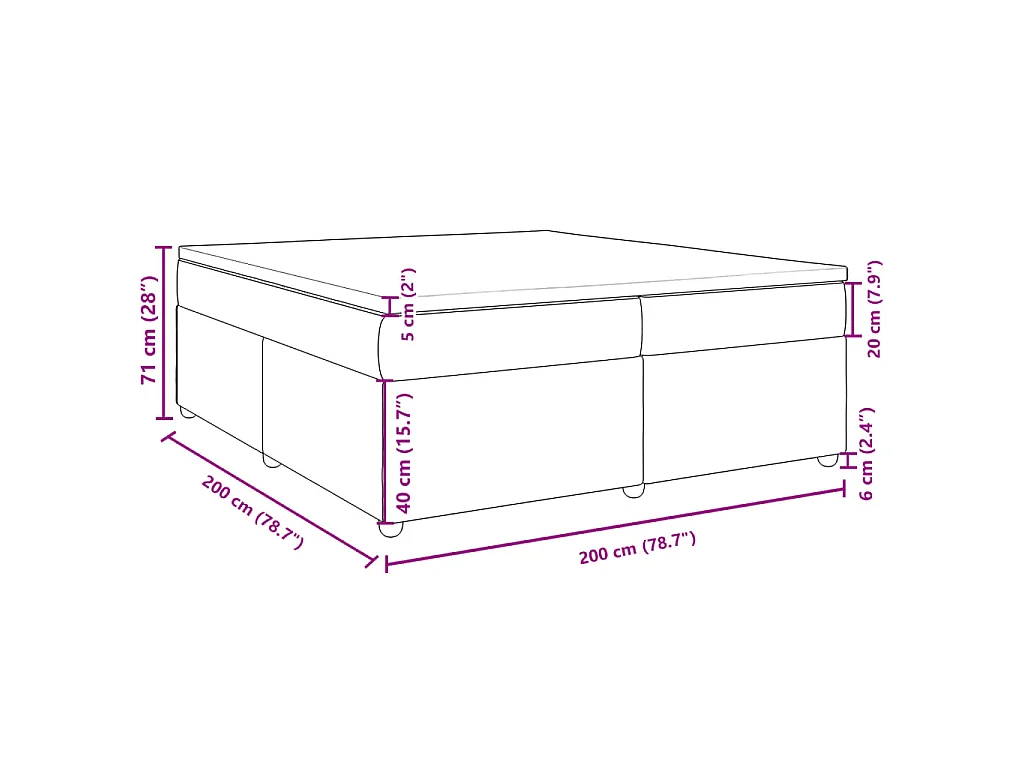 Boxspring met matras stof lichtgrijs 200x200 cm