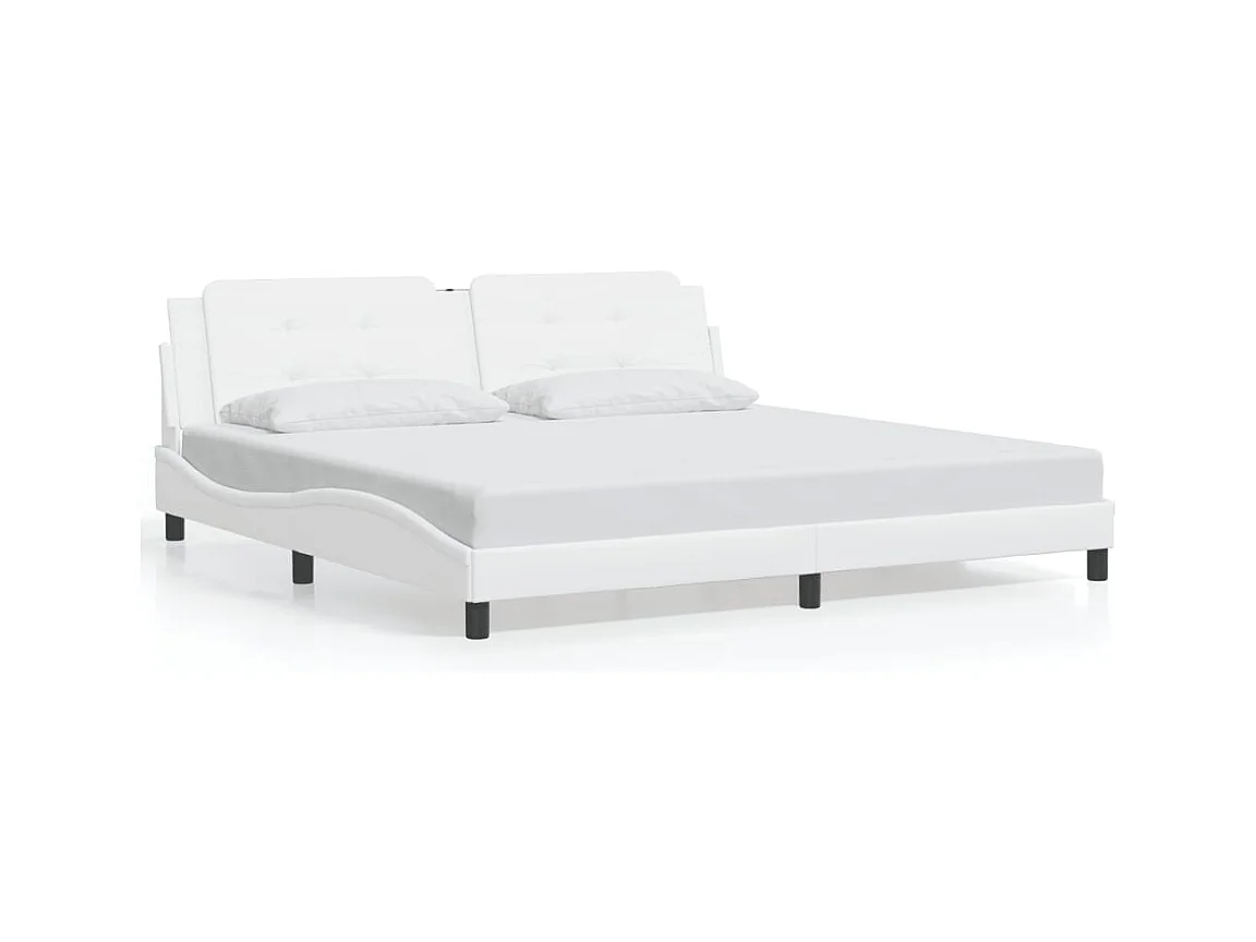 Bettgestell mit LED ohne Matratze "Zadar" Weiß 200x200 cm Kunstleder