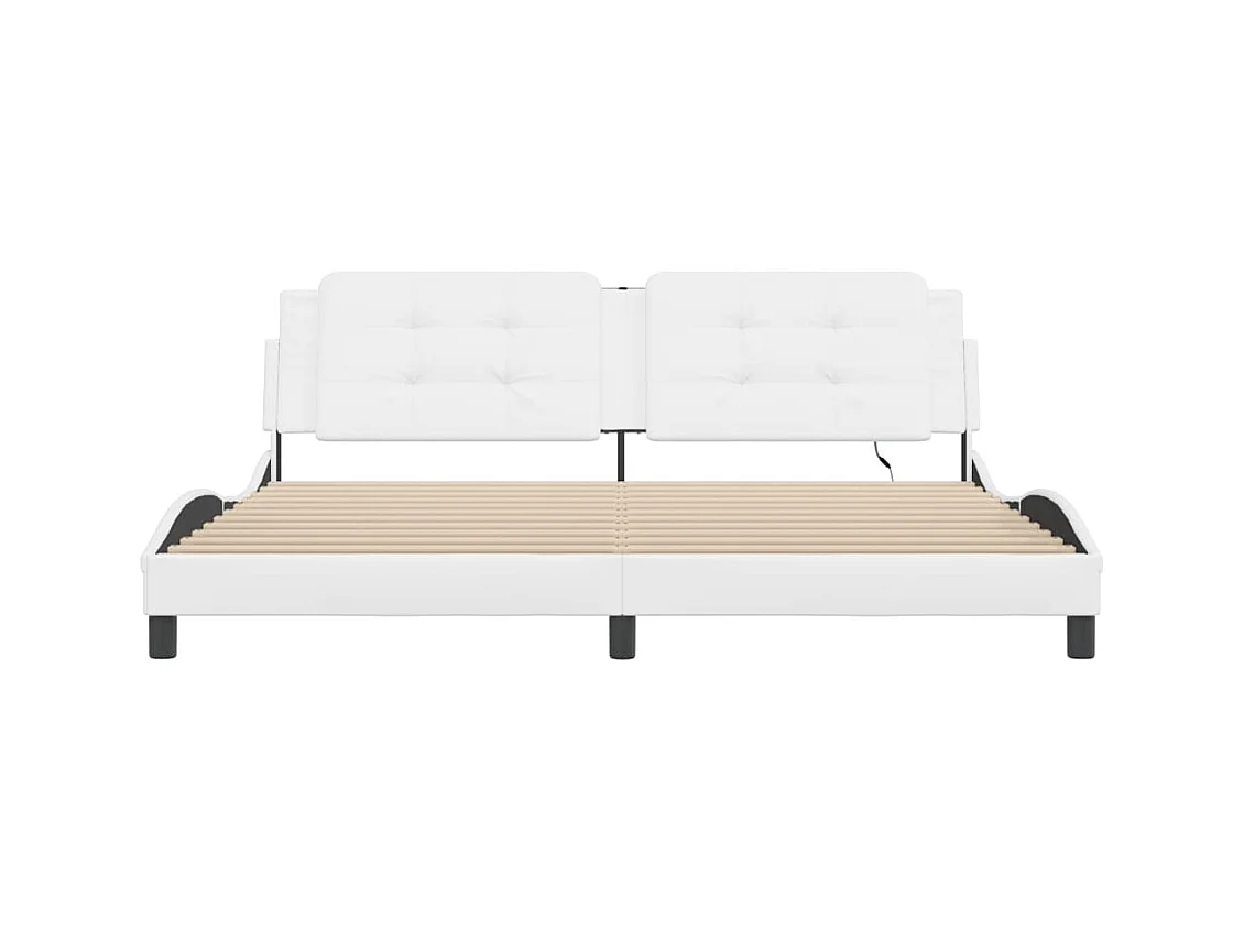 Bettgestell mit LED ohne Matratze "Zadar" Weiß 200x200 cm Kunstleder