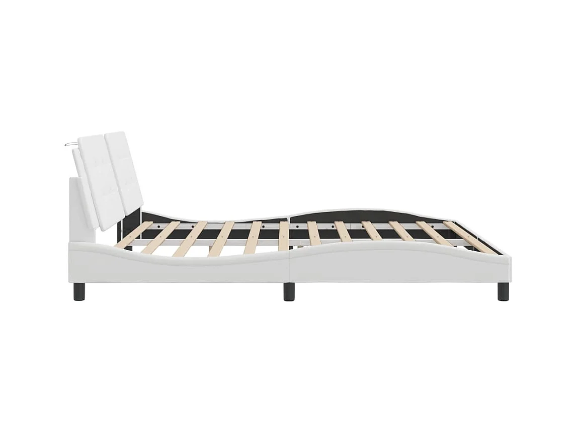 Bettgestell mit LED ohne Matratze "Zadar" Weiß 200x200 cm Kunstleder