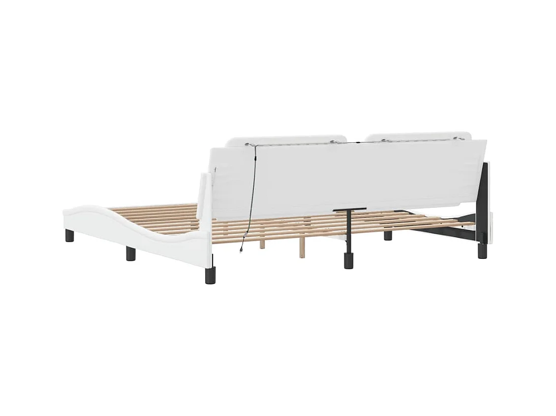 Bettgestell mit LED ohne Matratze "Zadar" Weiß 200x200 cm Kunstleder