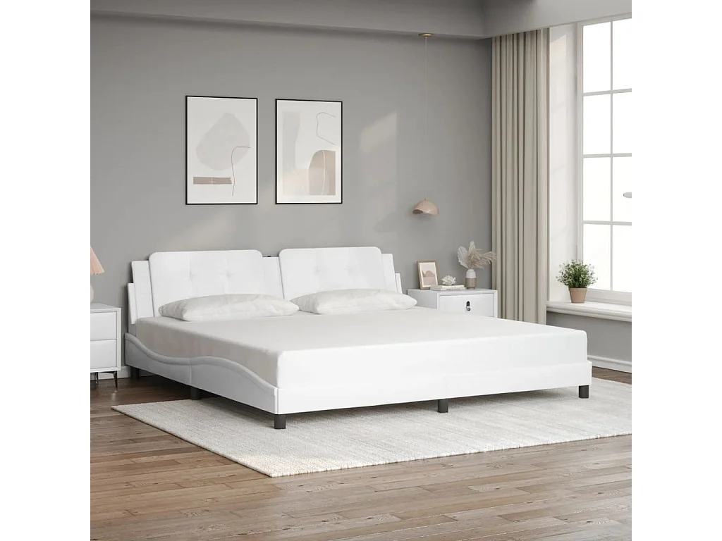 Bedframe met LED zonder matras "Zadar" wit 200x200 cm