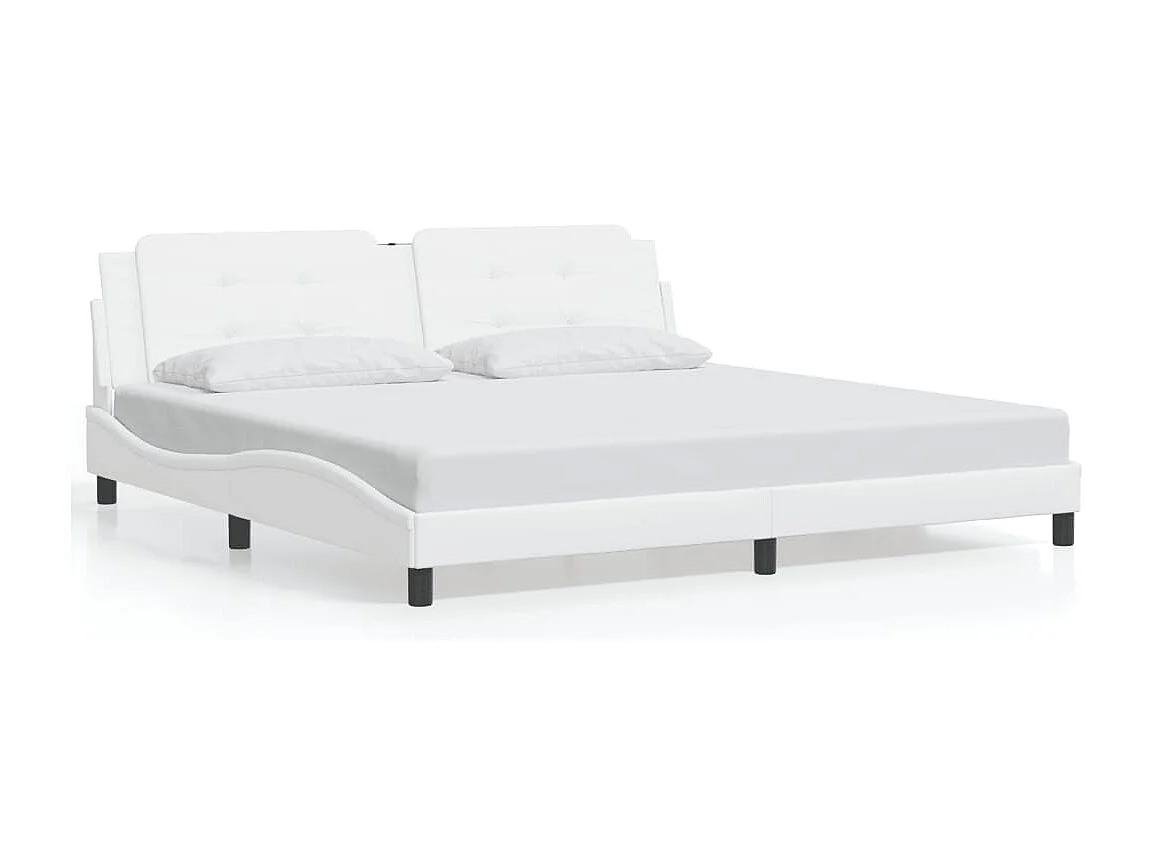 Bedframe met LED zonder matras "Zadar" wit 200x200 cm