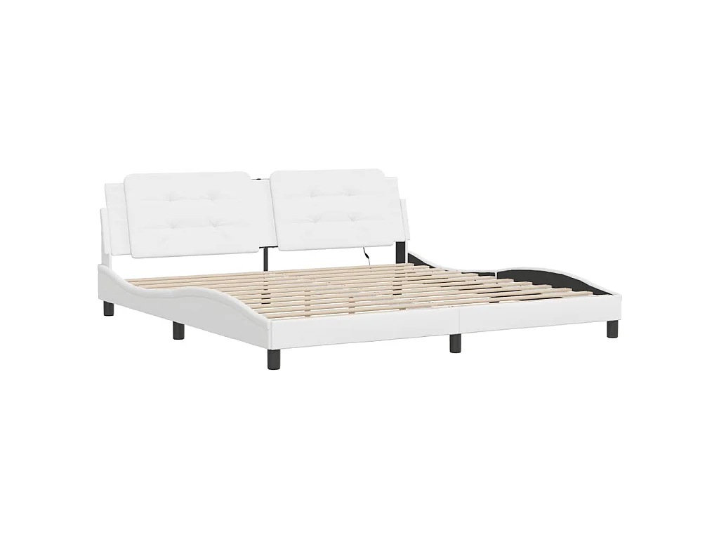 Cadre de lit avec LED sans matelas Zadar blanc 200x200 cm