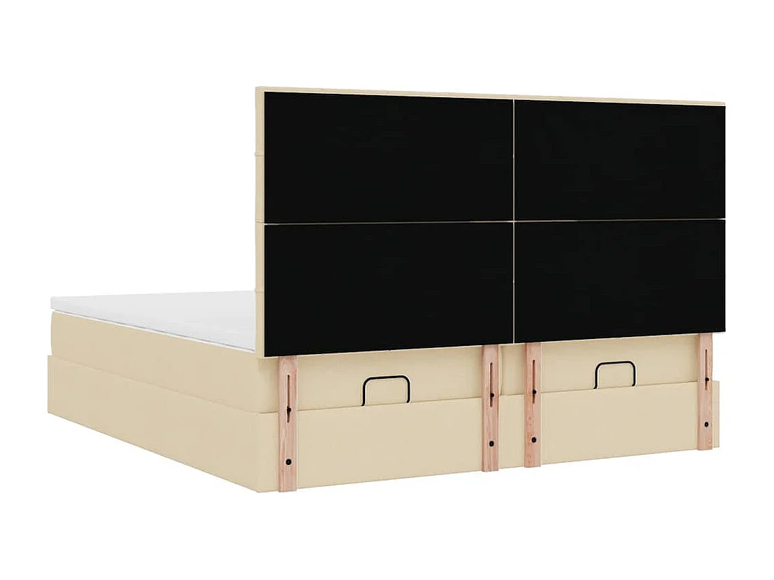 Ottoman bed met matrassen 200x200cm stof crèmekleurig