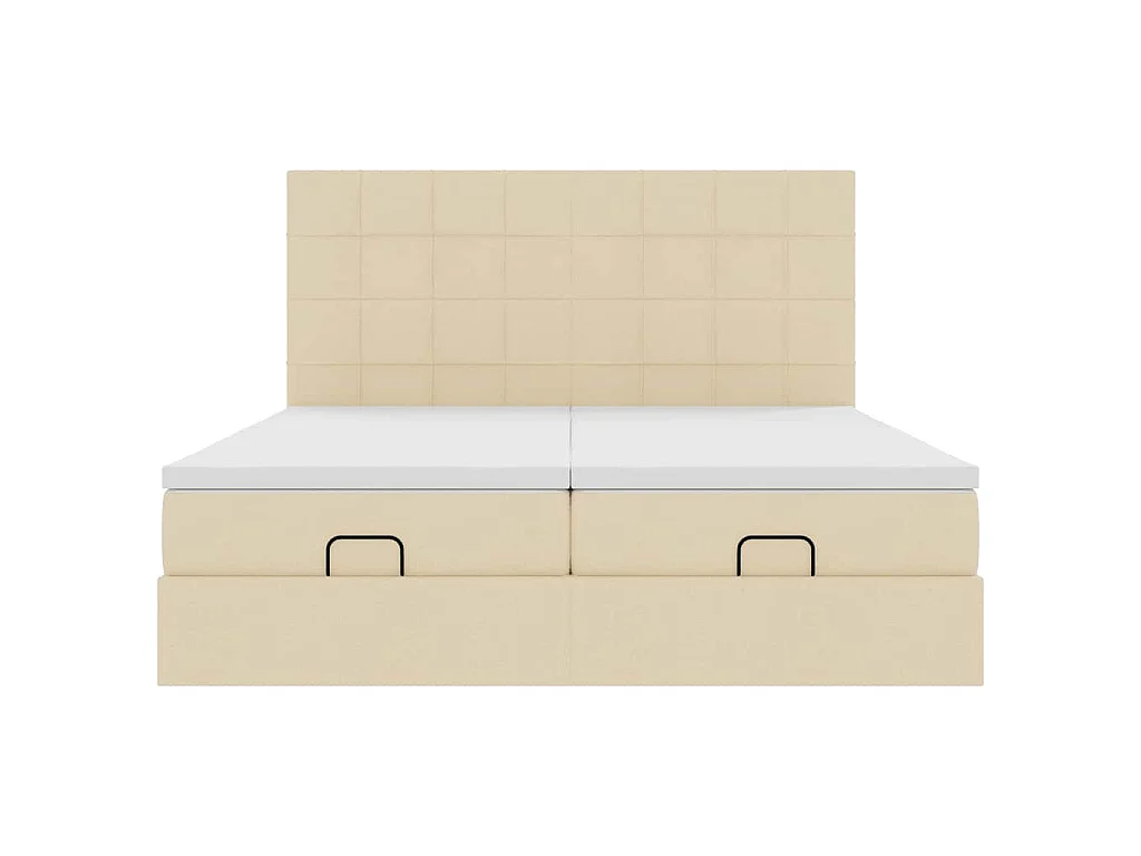 Struttura Letto Pouf con Materassi Crema 200x200 cm in Tessuto