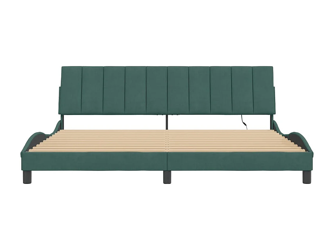 Cadre de lit avec lumières LED vert foncé 200x200 cm velours