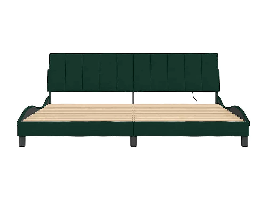 Giroletto con LED senza Materasso Hanko Verde Scuro 200x200 cm in Velluto