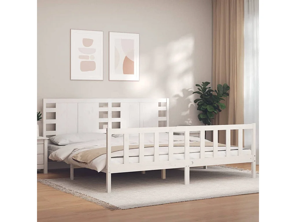 Bedframe zonder matras massief grenenhout wit 200x200 cm