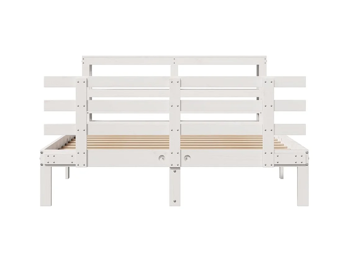 Estructura de cama con cabecero madera de pino blanco 150x200cm