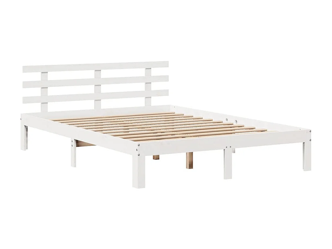 Estrutura de cama c/ cabeceira 150x200 cm pinho maciço branco