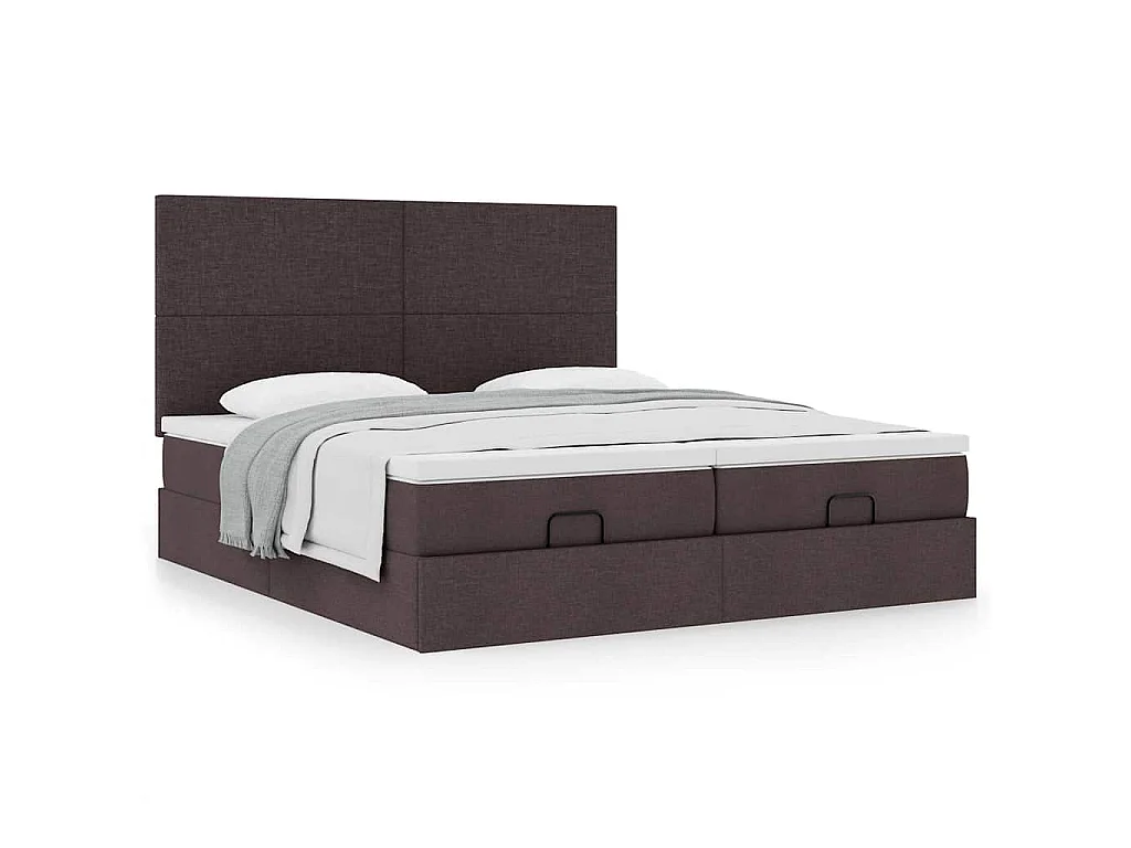 Ottoman bed met matrassen 200x200cm stof donkerbruin