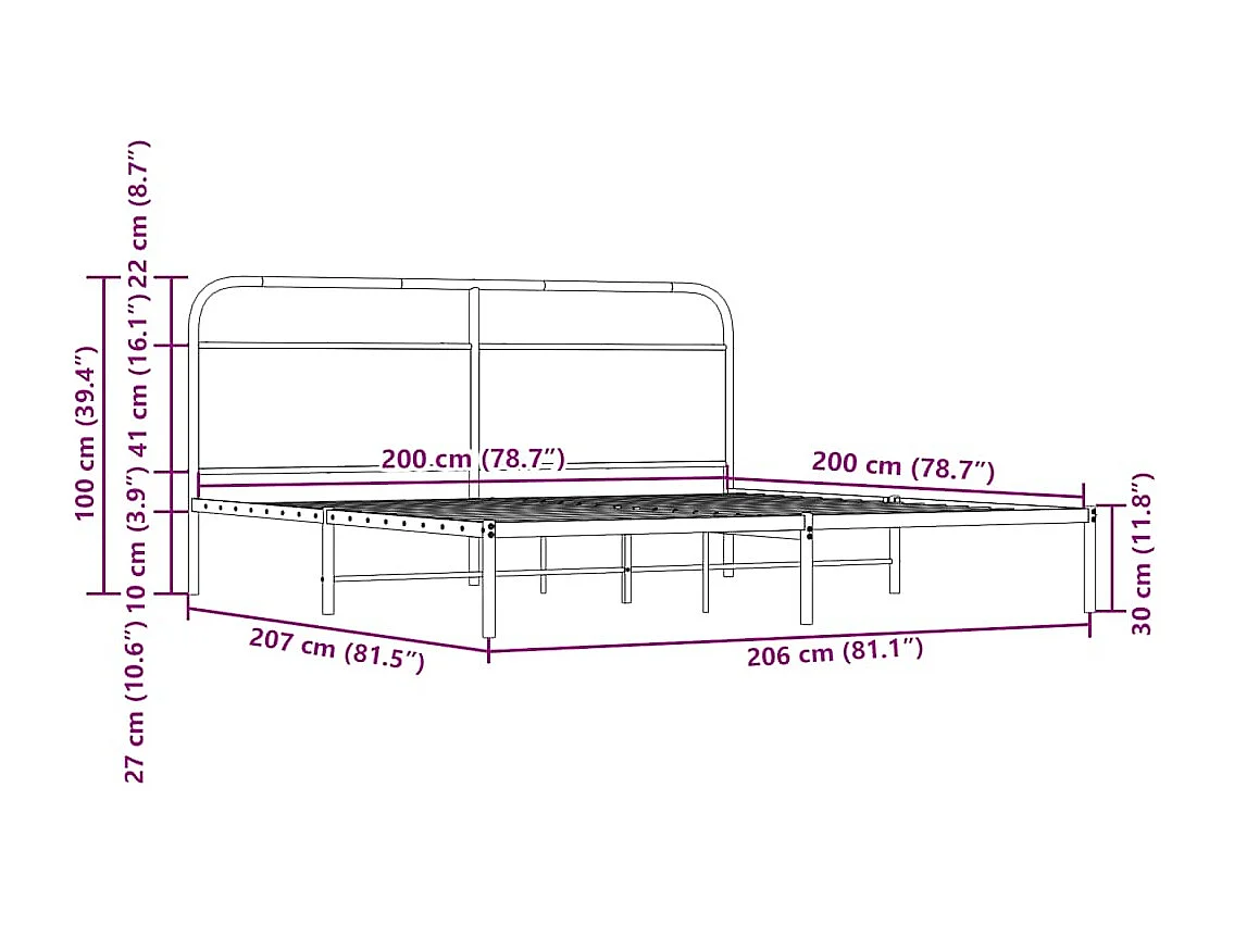Bedframe zonder matras metaal gerookt eikenkleurig 200x200 cm
