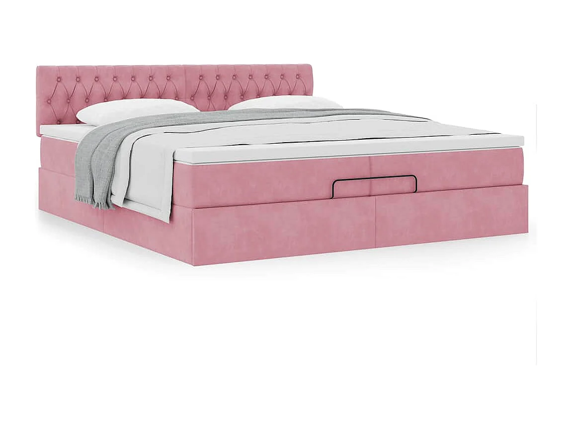 Ottoman-Bett mit Matratze Rosa 200x200 cm Samt