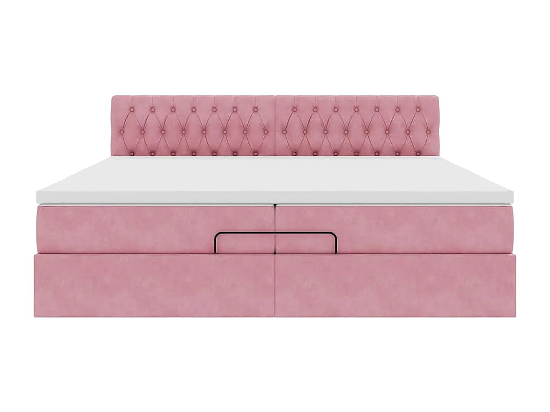 Ottoman-Bett mit Matratze Rosa 200x200 cm Samt
