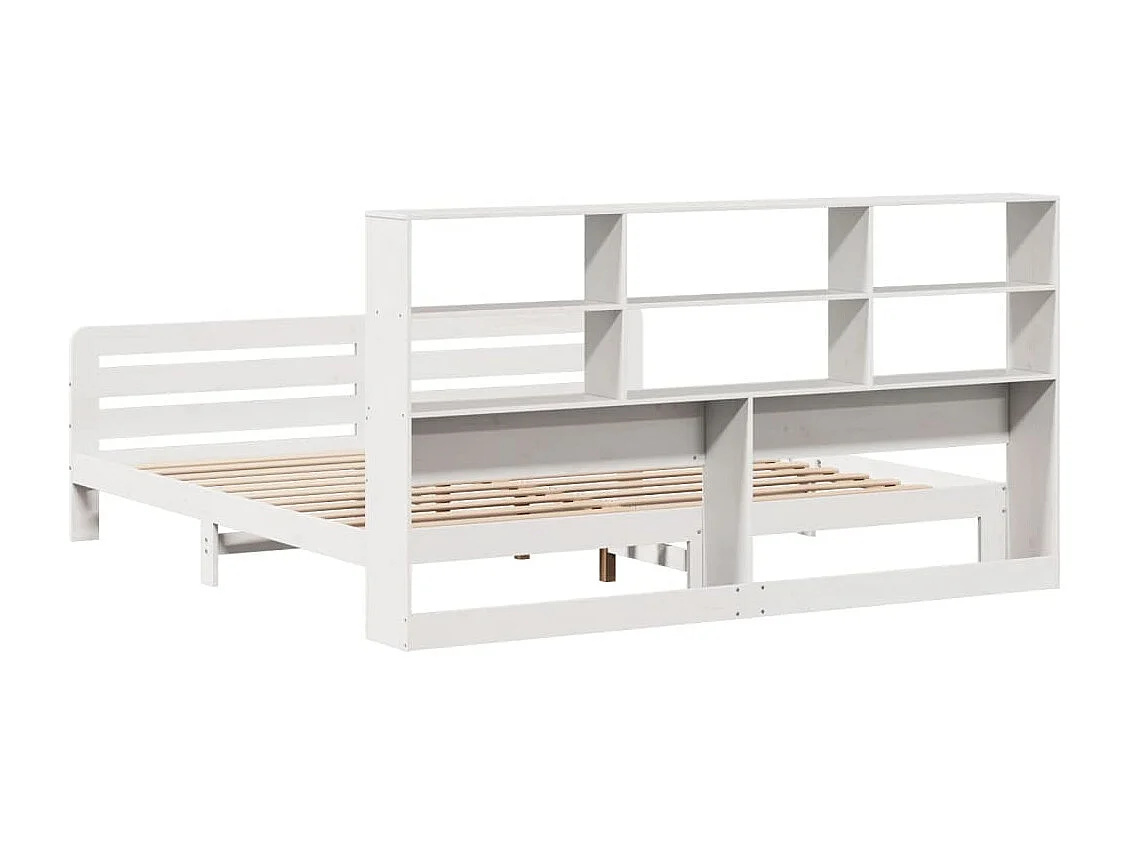 Cadre de lit sans matelas blanc 200x200 cm bois massif de pin
