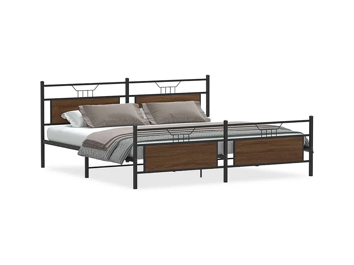 Bedframe zonder matras metaal bruin eikenkleurig 200x200 cm