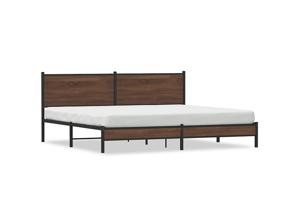 Metallbett ohne Matratze Braun Eichen-Optik 200x200 cm