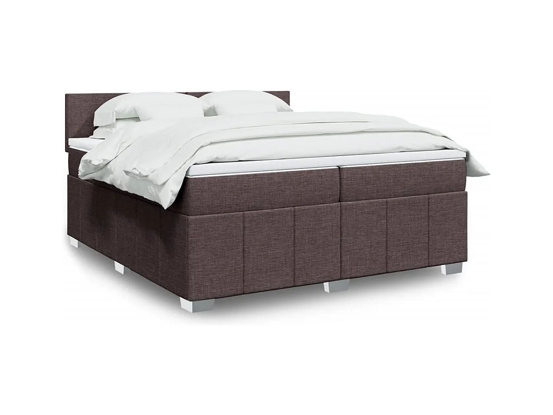 Giroletto a Molle con Materasso Marrone Scuro 200x200cm Tessuto