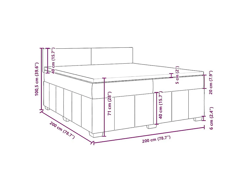 Boxspring met matras stof donkerbruin 200x200 cm