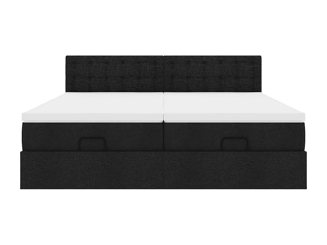 Struttura Letto Pouf con Materassi Nero 200x200 cm in Tessuto