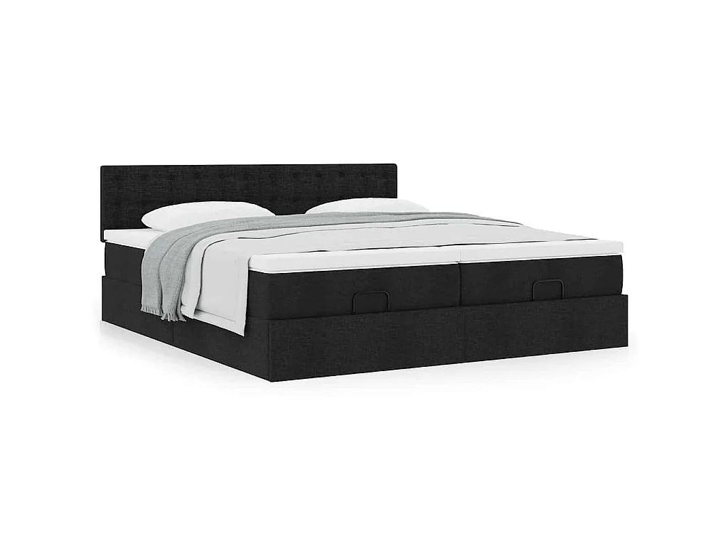 Ottoman-Bett mit Matratzen Schwarz 200x200 cm Stoff