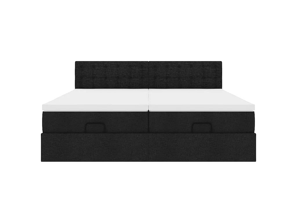 Ottoman-Bett mit Matratzen Schwarz 200x200 cm Stoff