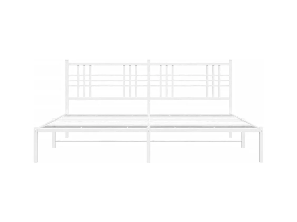 Cadre de lit métal sans matelas et tête de lit blanc 193x203 cm