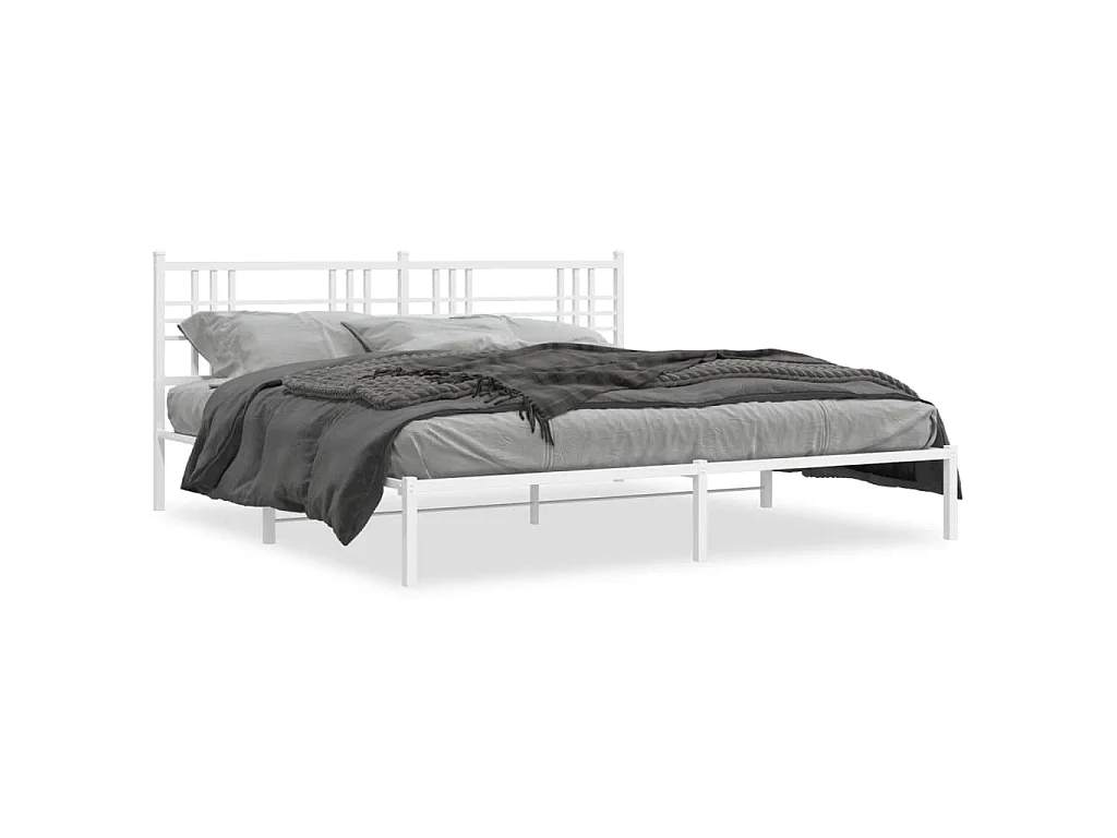 Estrutura de cama com cabeceira 193x203 cm metal branco