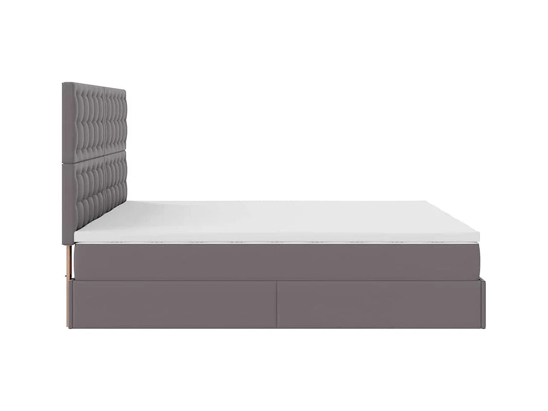 Struttura Letto Pouf con Materassi Grigio 200x200 cm Similpelle