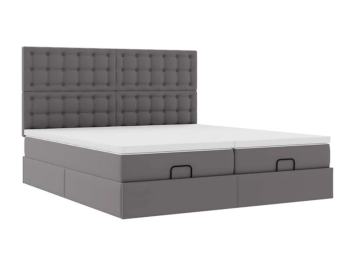 Cadre de lit ottoman avec matelas gris 200x200 cm similicuir
