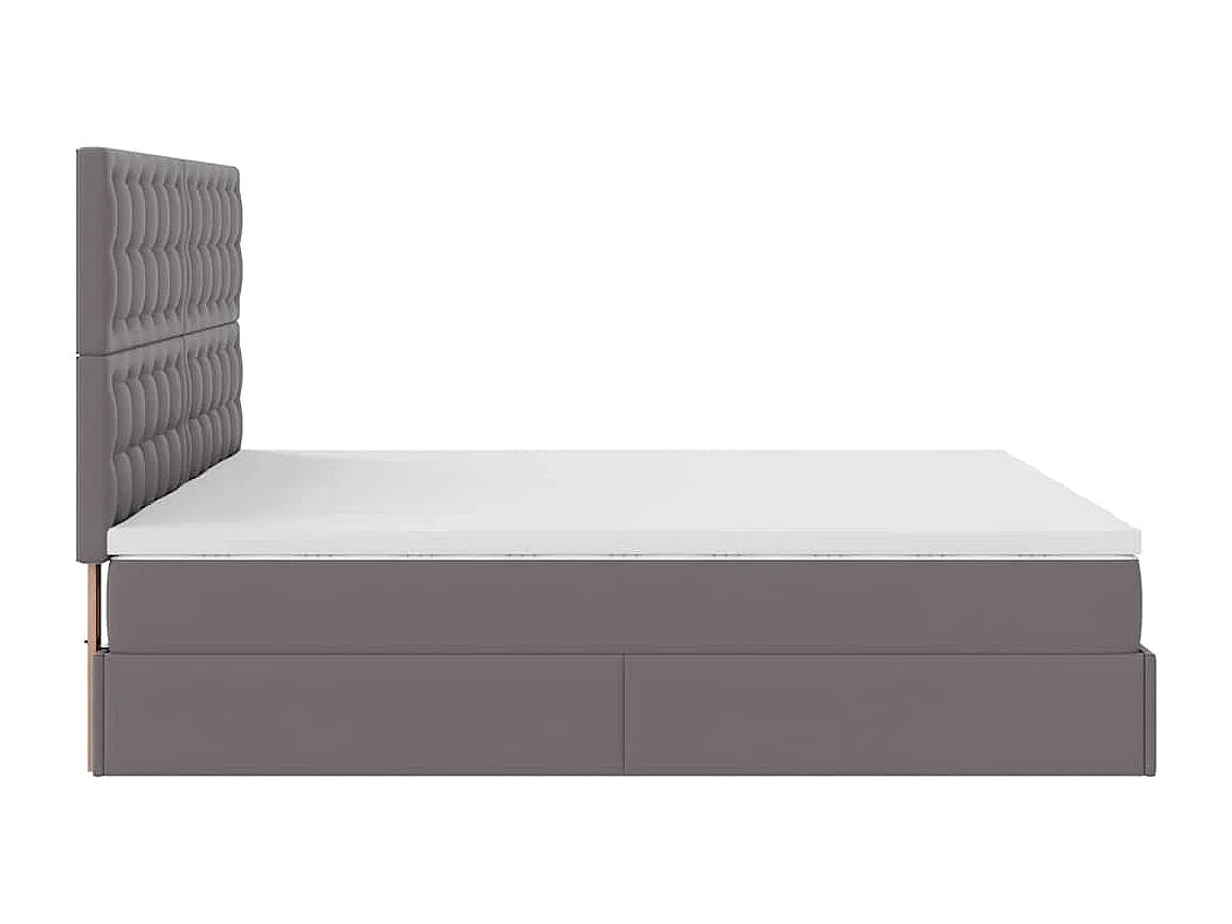 Cadre de lit ottoman avec matelas gris 200x200 cm similicuir