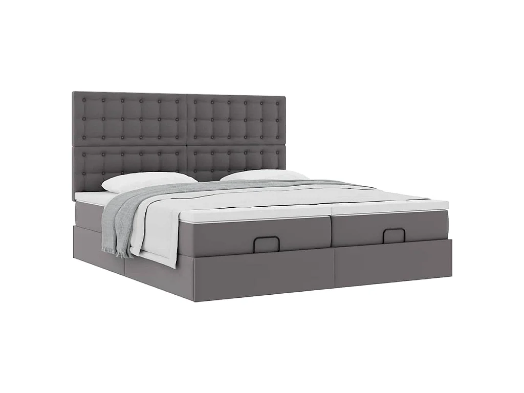 Ottoman bed met matrassen 200x200cm kunstleer grijs