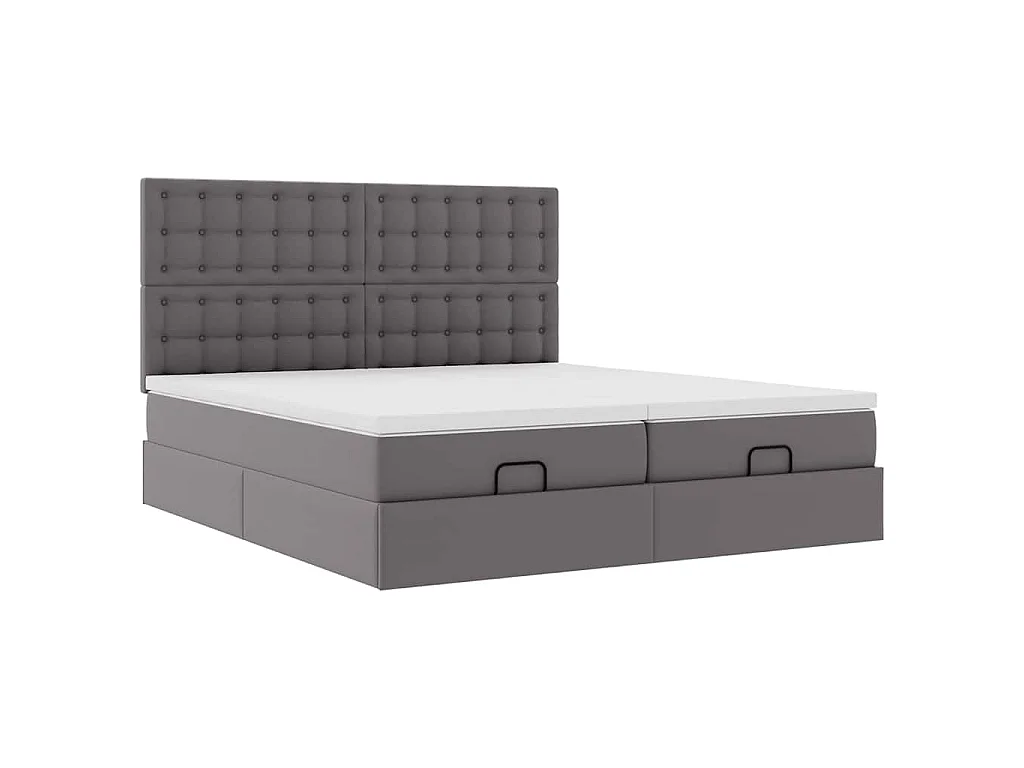 Ottoman bed met matrassen 200x200cm kunstleer grijs