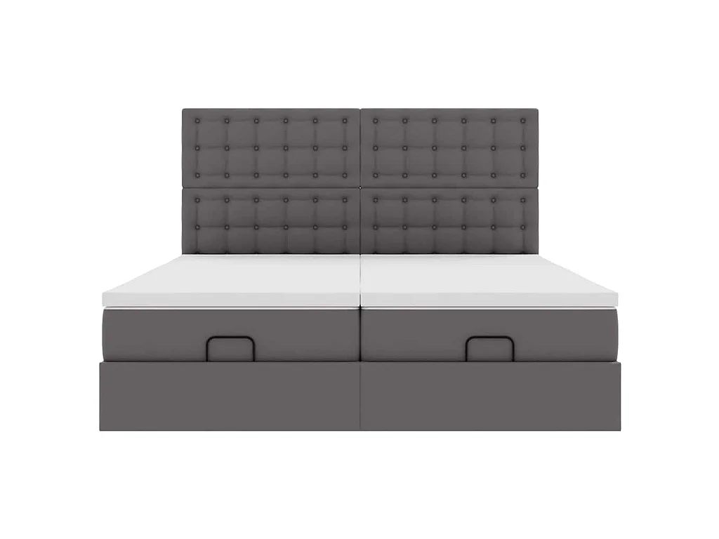 Ottoman bed met matrassen 200x200cm kunstleer grijs