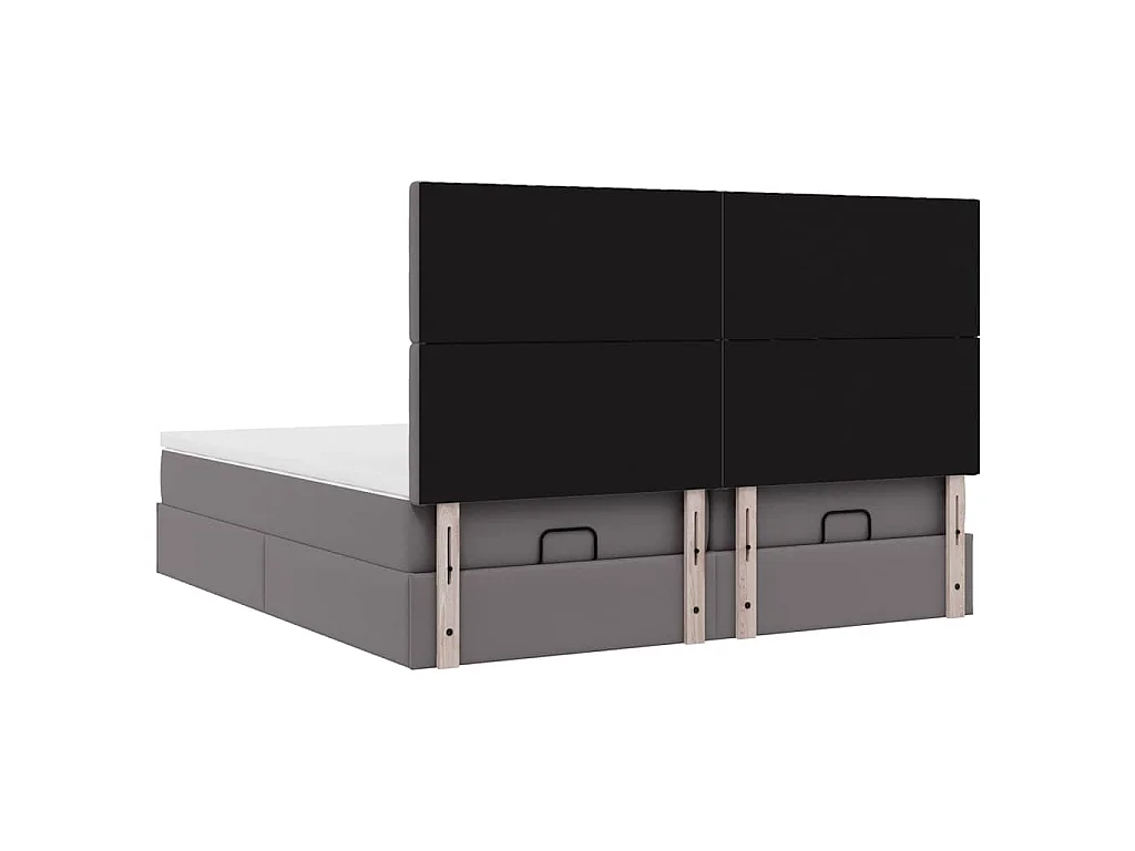 Ottoman bed met matrassen 200x200cm kunstleer grijs