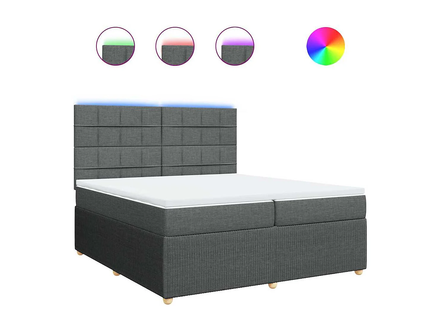 Boxspringbett mit Matratze Dunkelgrau 200x200 cm Stoff