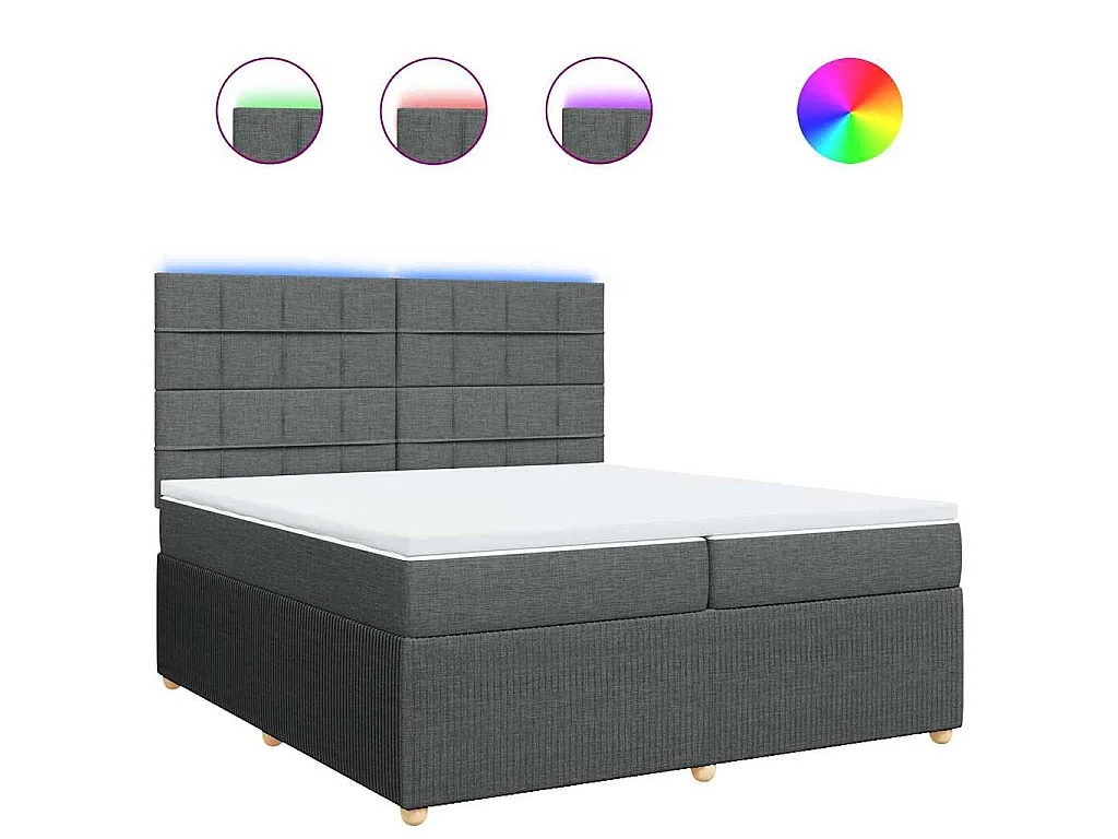 Cama box spring con colchón tela gris oscuro 200x200 cm