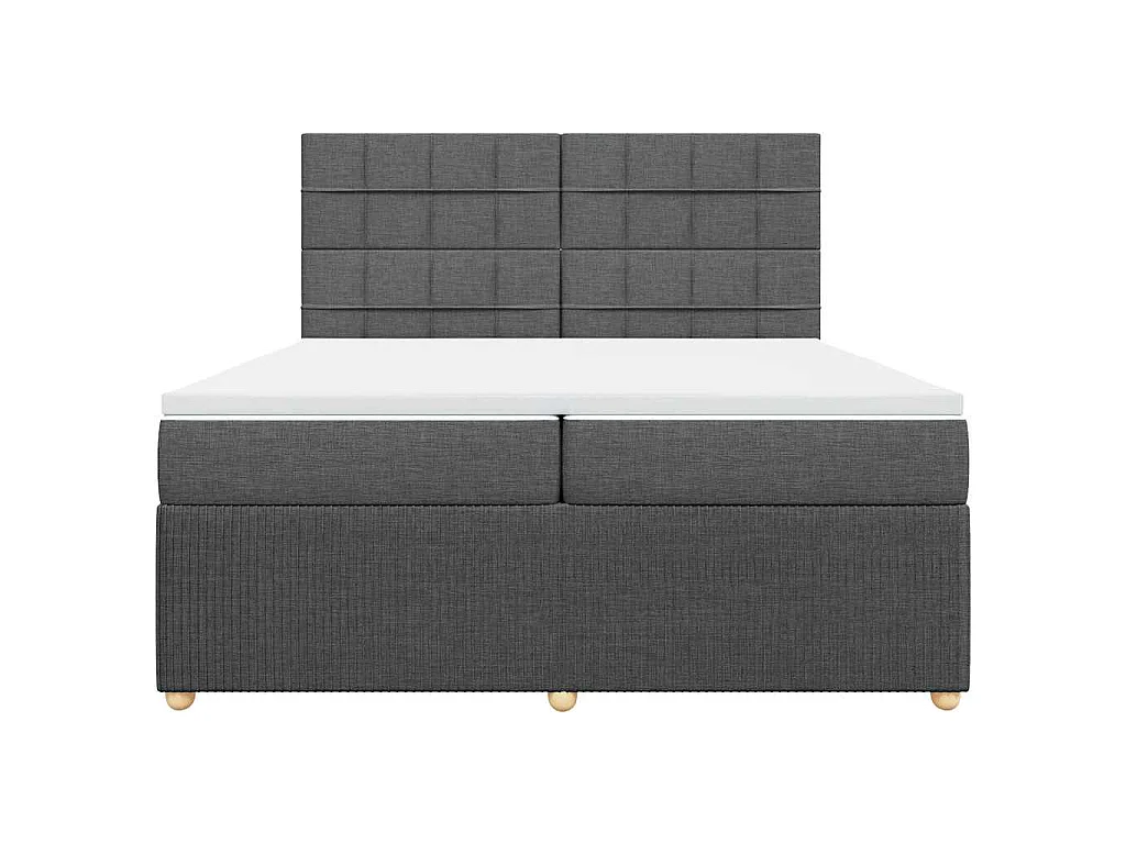 Cama box spring con colchón tela gris oscuro 200x200 cm