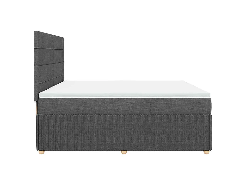 Cama box spring con colchón tela gris oscuro 200x200 cm
