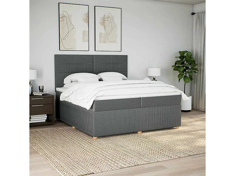 Boxspringbett mit Matratze Dunkelgrau 200x200 cm Stoff