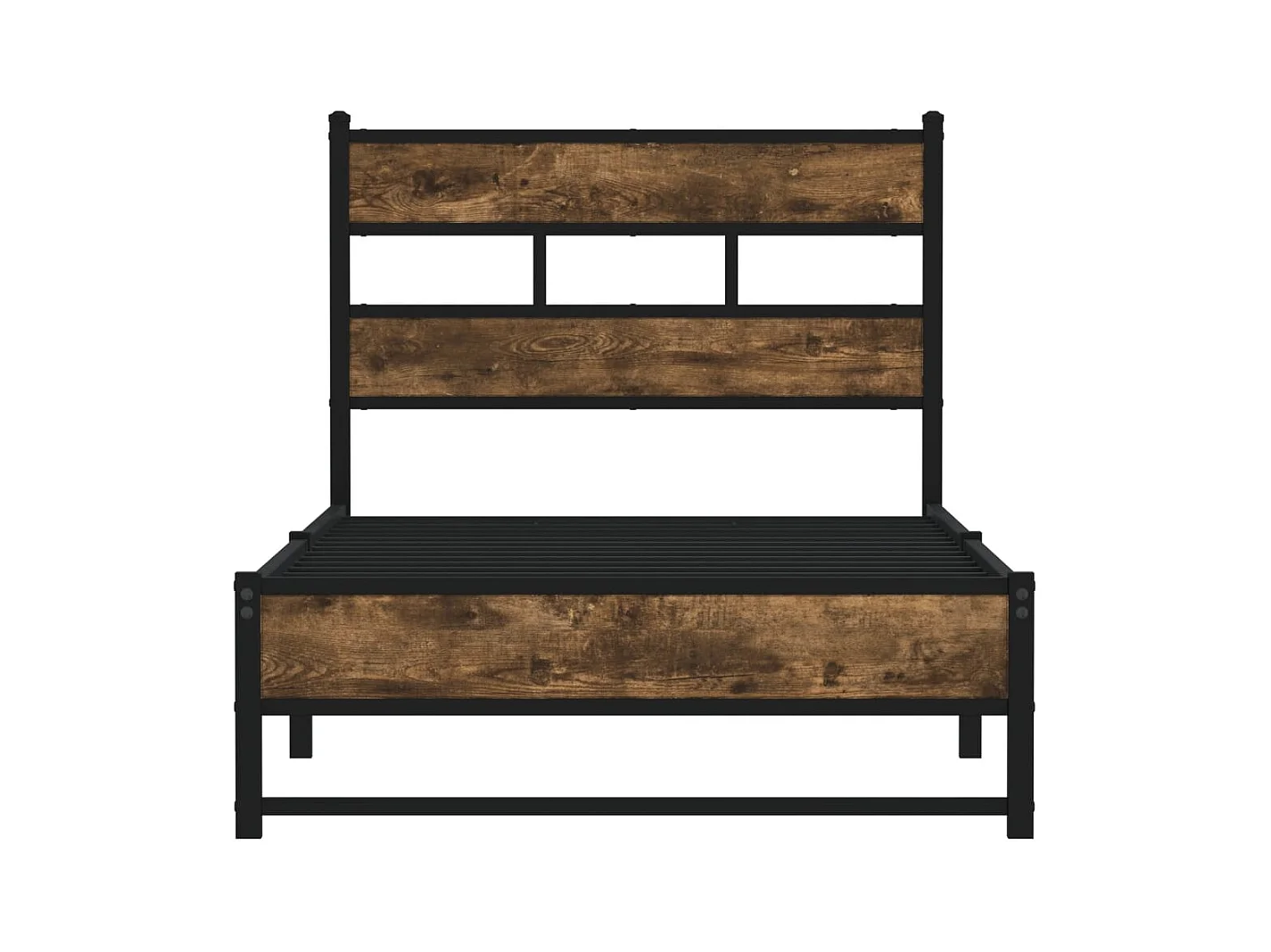 Cadre de lit en métal sans matelas chêne fumé 107x203 cm