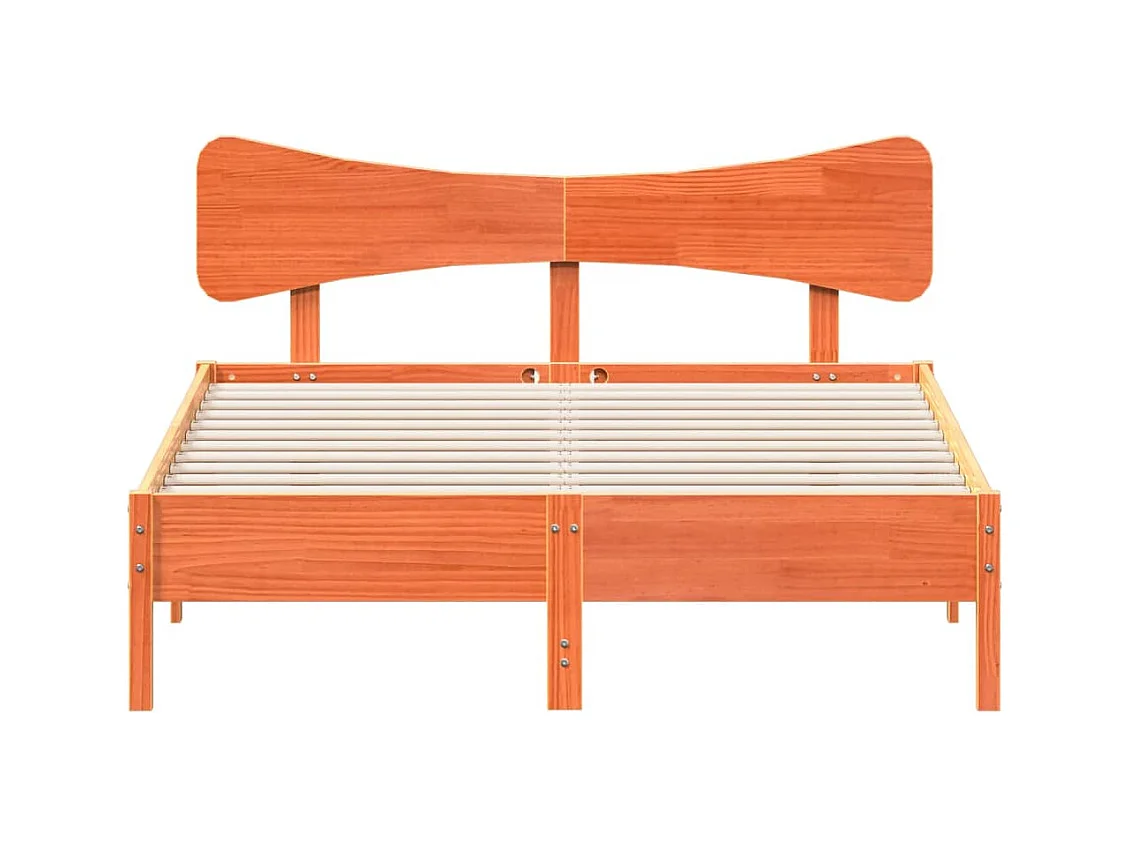 Cadre de lit sans matelas cire marron 150x200cm bois pin massif