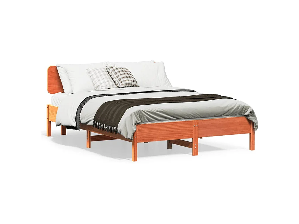 Bedframe zonder matras massief grenenhout wasbruin 150x200 cm